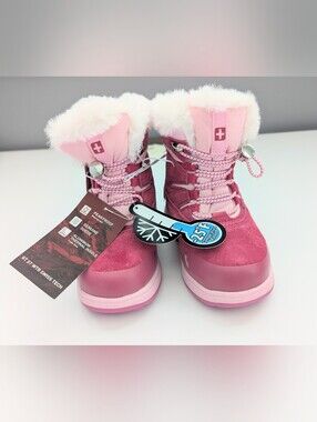 NWT Swiss Tech Girls' (Size9) Suede Waterproof Winter Snow Boots w/Faux Fur Cuff